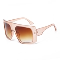 Oversized square sunglasses in transparent champagne pink with brown gradient lenses - Champagne Frame Double Tea Lens