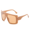 Oversized square sunglasses in nude pink with integrated nose pads and matching lenses - Jelly Tea Frame Light Tea Lens
