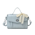 Borsa tote celeste minimalista con fiocco in pizzo e tracolla regolabile versatile - Blu