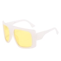 Retro oversized square sunglasses with white frame, yellow lenses, and UV400 protection - White Frame Yellow Lens