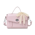 Petit sac carré rose en cuir PU avec nœud en dentelle et fermoir rotatif argent - Rose