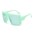 Oversize square sunglasses in trendy mint green finish with matching translucent lenses - Jelly Green Frame Green Lens