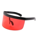 Überdimensionale Shield-Sonnenbrille mit roten Gläsern und schwarzem Rahmen für Damen - Schwarzer Rahmen Rote Gläser