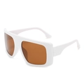 Fashion oversized square sunglasses with thick white frames and brown lenses - Solid White Frame Full Tea Lens