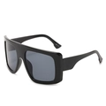 Classic glossy black oversized square sunglasses with dark grey lenses for a chic look - Black Frame / Black Lens