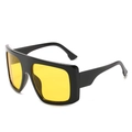 Oversized black square sunglasses featuring bold bright yellow lenses in a retro trend style - Black Frame Yellow Lens