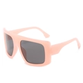 Modern oversized square sunglasses with light pink frames and dark gray lenses - Pink Frame Grey Lens