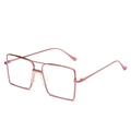 Monture de lunettes carrée en métal or rose à double pont avec un design rétro et fin - Monture Violette
