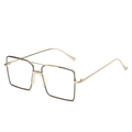 Monture de lunettes carrée en métal doré tendance avec design rétro à double pont - Monture Argentée Bord Noir