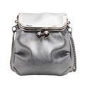 Zilveren geplooide tas met vintage kiss-lock sluiting en metalen kettingriem - Zilver