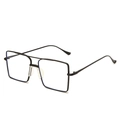 Fashionable black metal square double bridge glasses frames in a vintage unisex style - Black Frame
