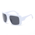 Oversized white frame sunglasses with dark square lenses for a modern fashion look - White Frame Gray Lens