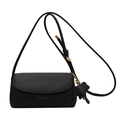 Mini borsa a tracolla nera in pelle litchi con finiture dorate e ciondolo a orso - Nero