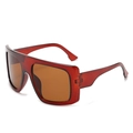Women's trendy oversized square sunglasses with reddish-brown frames and brown lenses - Tea Frame Tea Lens
