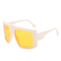 Retro oversized sunglasses with cream white frame and translucent orange yellow lenses - Beige Frame Yellow Lens