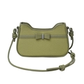 Olive green woven shoulder bag with elegant bow detail and stylish knotted shoulder strap - Green