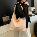 Borsa hobo minimalista rosa chiaro grande capacità in morbida pelle PU con tracolla larga - Rosa