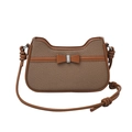 Brown woven baguette bag with leather bow accent and a vintage underarm strap design - Brown