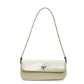 Borsa a tracolla minimalista in pelle verniciata crema con chiusura rotante argento - Giallo Limone
