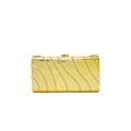 Goldene Abendtasche mit vertikaler Wellentextur, Hartschale und edler Metallkette - Gold