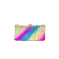 Abendtasche aus Acryl mit Regenbogen-Farbverlauf, vertikaler Textur und Goldkette - Bunt
