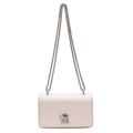Elegant light pink crossbody chain bag with unique silver keyhole rotating lock - Large / Pink