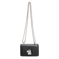 Chic black mini crossbody bag with silver chain and unique keyhole lock closure - Small / Black