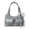 Borsa sottobraccio blu estetica con fiocco decorativo e due tasche con fibbia - Blu