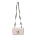 Pale pink mini crossbody bag featuring a silver keyhole lock and delicate chain straps - Small / Pink