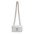 Metallic silver crossbody bag with a chain strap and elegant keyhole lock closure - Small / Silver
