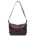 Borsa tote minimalista marrone caffè lucida con tracolla regolabile per donna - Marrone