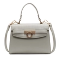 Sac à main élégant blanc cassé à motif crocodile avec boucle dorée et poignée supérieure - Vert Menthe