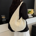 Elegante bolso de hombro de ganchillo blanco crema con gran capacidad para vacaciones - Blanco Roto