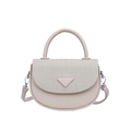Borsa a tracolla beige con patta in tweed testurizzato e placca metallica triangolare - Bianco Sporco