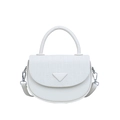 Borsa a tracolla bianca a mezzaluna minimalista con trama intrecciata e manico - Bianco