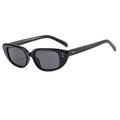 Lunettes de soleil cat-eye noires classiques avec rivets argentés et verres gris - Noir Brillant/Verres Gris