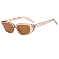 Retro Eckige Sonnenbrille in Transparentem Bernstein-Azetat mit braunen Gläsern und Nieten - Auf Lager / Standard (Inkl. 13 % MwSt.) Champagner-Rahmen / Braune Gläser