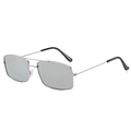 Retro-Sonnenbrille mit quadratischem Doppelsteg und silbernem Metallrahmen mit grauen Gläsern - Silberner Rahmen Weiße Spiegelgläser