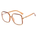 Fashionable square amber translucent glasses frame for women with blue light blocking lens - Tan