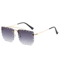 Fashionable rimless sunglasses with purple gradient scalloped lenses and gold metal frames - Ready Stock / Standard (incl. 13% Invoice) Gold Frame, Gradient Grey