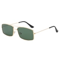 Retro-Sonnenbrille mit quadratischem Goldrahmen, Doppelsteg und dunkelgrünen Gläsern - Goldener Rahmen Dunkelgrüne Gläser