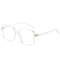 Moderne transparente TR90 Übergroße quadratische Brille mit goldenen Scharnieren - Transparenter Rahmen