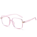 Pink transparent TR90 oversized square blue light blocking glasses with metal hinge - Transparent Purple