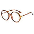 Montatura per occhiali rotonda retrò tartarugata con accenti dorati e stampa leopardata - Demi Trasparente Lente Anti-Luce Blu