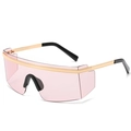 Lunettes de soleil oversize avec verres roses et détails en métal doré - Monture Dorée Rose Océan