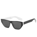 Chic black and white geometric sunglasses with dark grey lenses in a minimalist frame - Black White Frame Black Lens