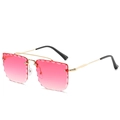 Pink gradient rimless sunglasses with gold metal frame and scalloped lens edges - Ready Stock / Standard Gold Frame Gradient Pink Lenses (Incl. 13% VAT)