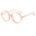 Montatura per occhiali tonda oversize alla moda in rosa pesca trasparente - Rosa Chiaro / Lente Trasparente / Anti-Luce Blu