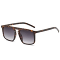 Retro Oversize-Sonnenbrille mit Schildpatt-Muster, Verlaufsgläsern und Metall-Steg-Detail - Leopard Rahmen Doppelt Grau Linsen