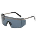 Lunettes de soleil futuristes avec écran oversize, verres gris-bleu et monture en métal - Monture Gunmetal Verres Gris